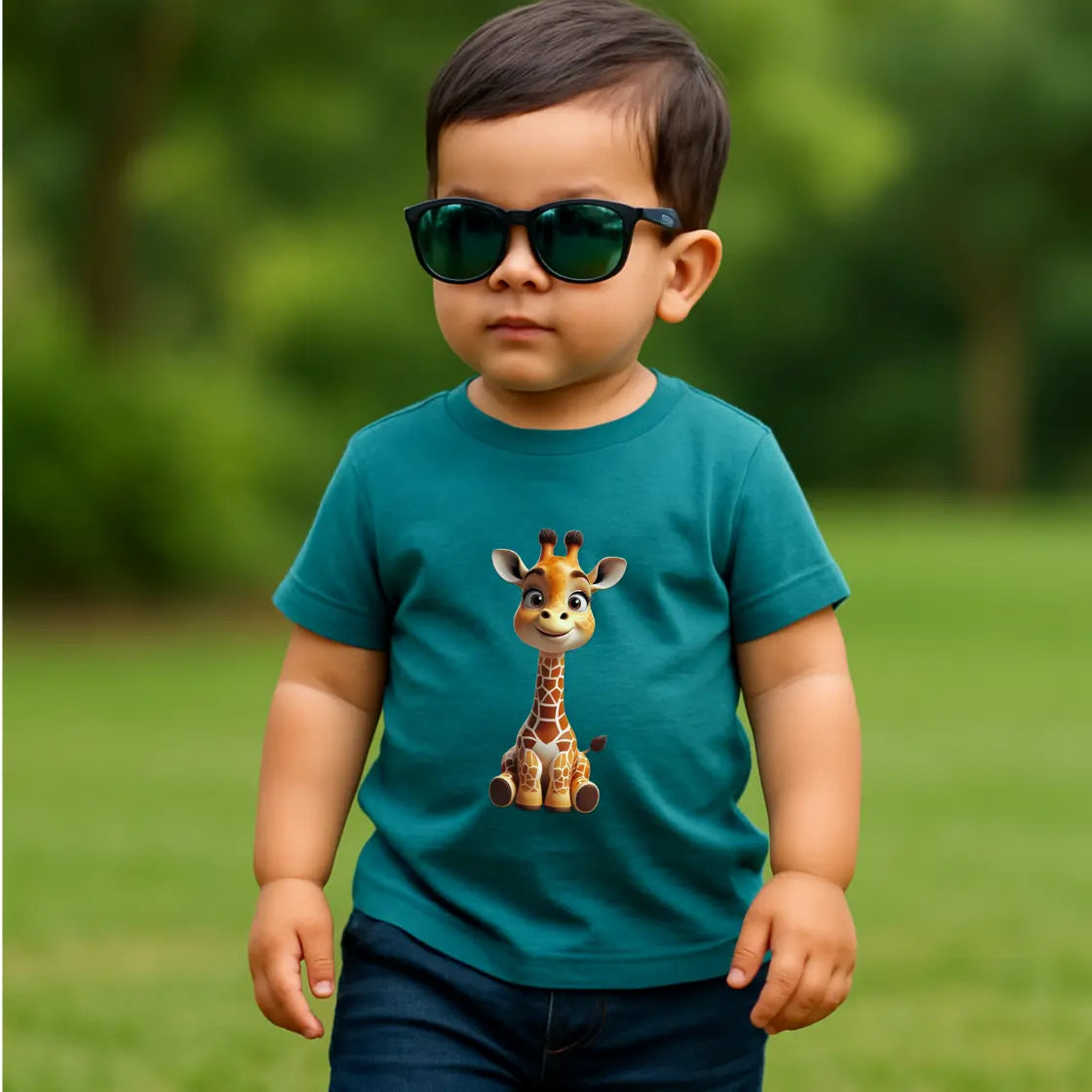 Curious Giraffe – Boys' Cotton Crew Neck T-Shirt | Soft & Comfy Unisex Kids Tee (2 Years) My Store