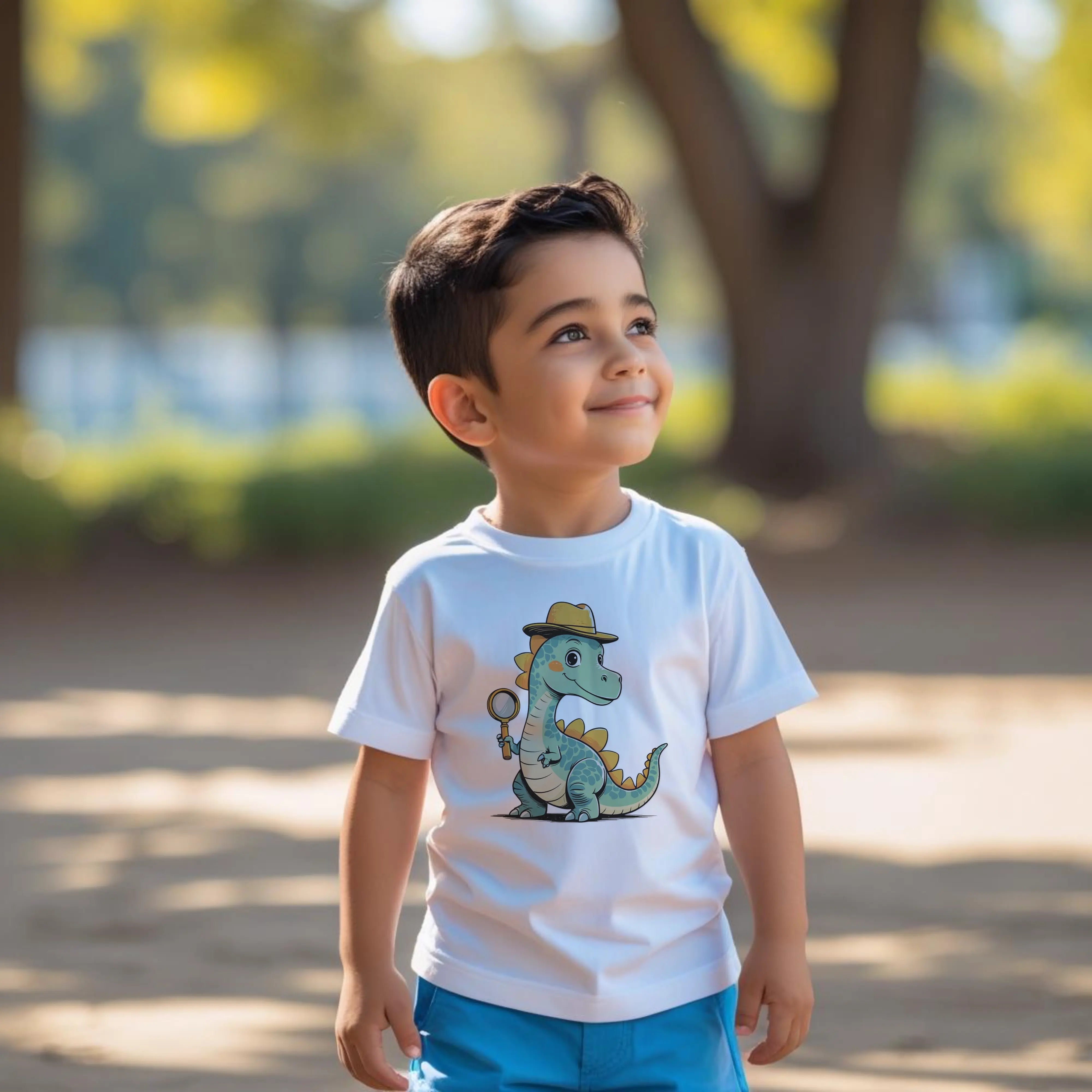 Roar-some Dino Boys' T-Shirt – 100% Cotton | Fun Dinosaur Print | Unisex Fit Kids Hug