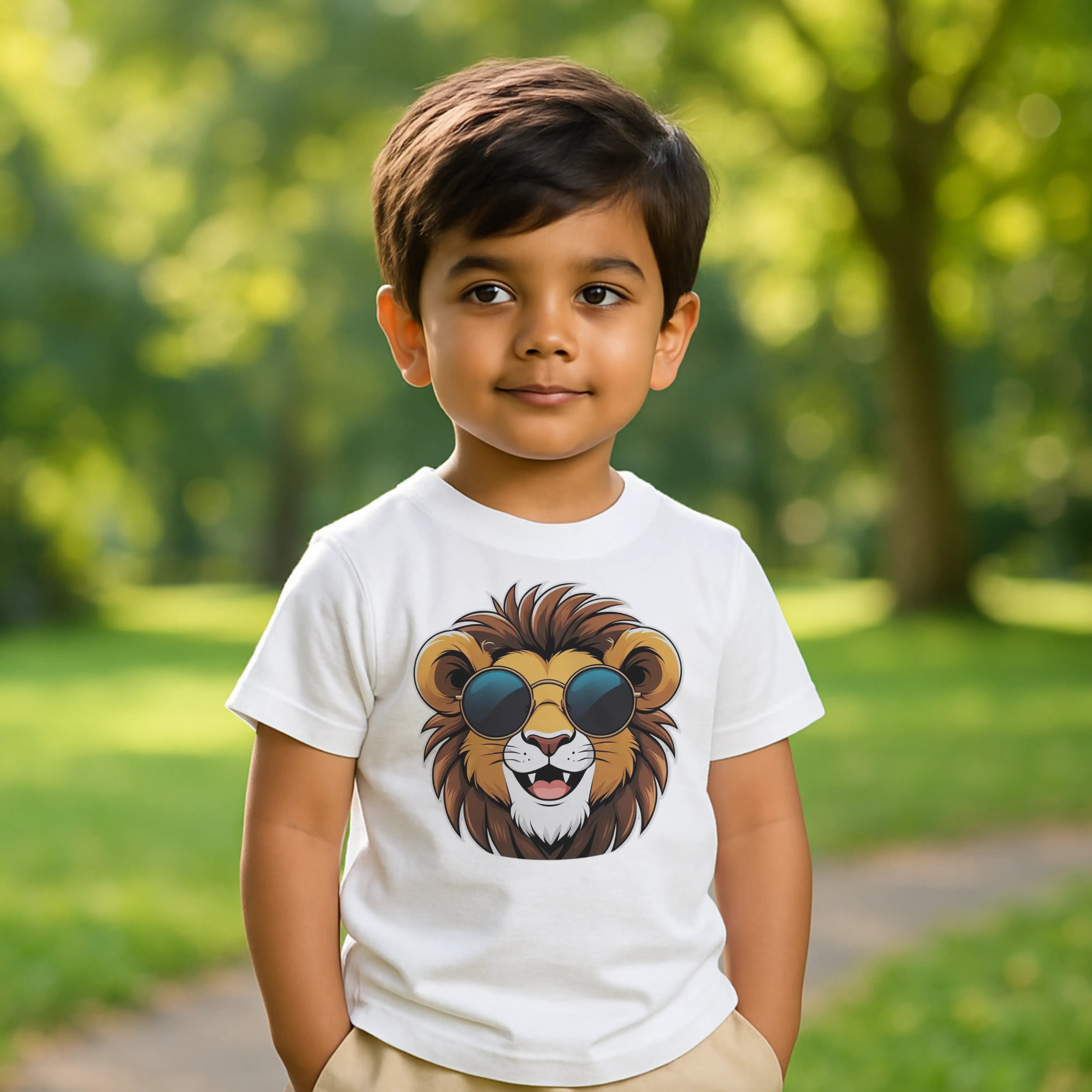 Roaring Style Boys' Cotton T-Shirt – Cute Lion Print, Soft & Breathable | Unisex Fit Kids Hug