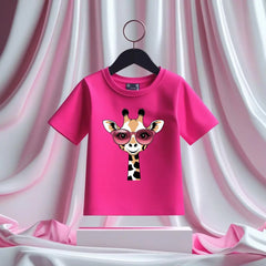 Girl's T-Shirt with Giraffe Design | 100% Cotton Comfortable Girl's T-Shirt Kids Hug