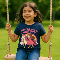 Magical Unicorn Princess Girls T-Shirt | Sparkling Rainbow Tee by Kidshug
